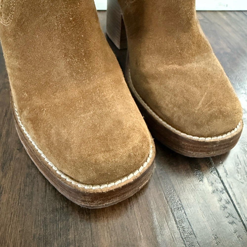 Seychelles Chestnut Suede Platform Block Heel Ankle Boots - Picture 5 of 6